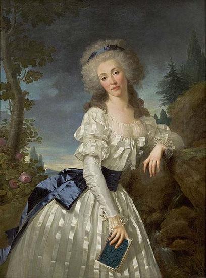 Antoine Vestier Portrait of a Lady with a Book, Next to a River Source oil painting image